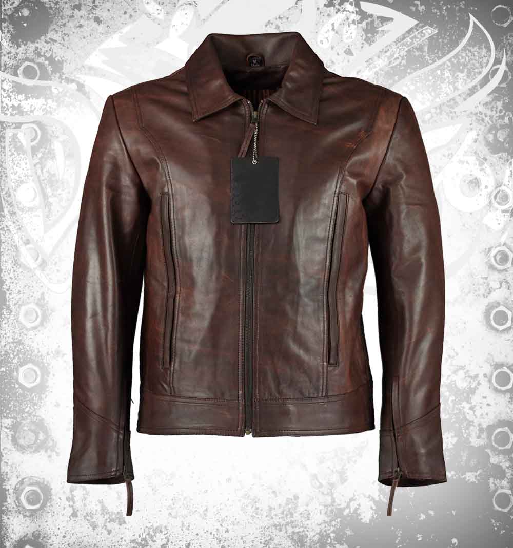 Logan-Wolverine-Vintage-Brown-Leather-Jackets.jpg Men's Logan Vintage Brown Leather Moto Jacket – Front View | Devilson