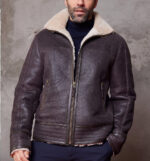 DevilSon men's shearling lined bomber jacket front view