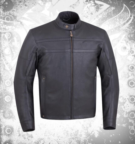 Mens Leather Beckman Riding Jacket with Removable Lining Black