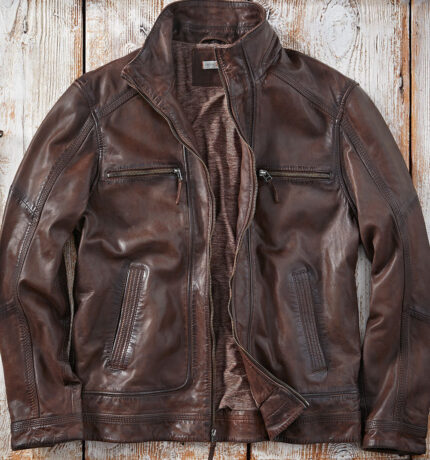 Mens Seasoned Leather Jacket Timeless Style with Distinct Character
