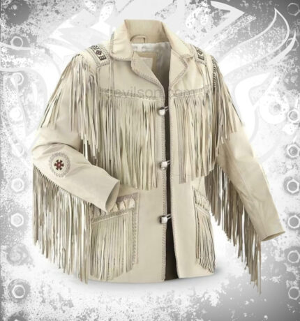 Men's Traditional Western Cowboy Fringe Leather Jacket Coat