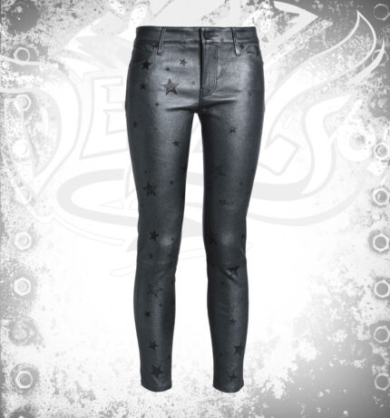 Metallic Printed Leather Skinny Pants