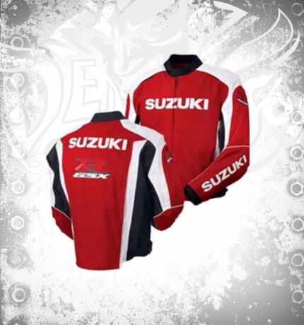 Suzuki Red GSXR Motorbike Cowhide Leather Jacket
