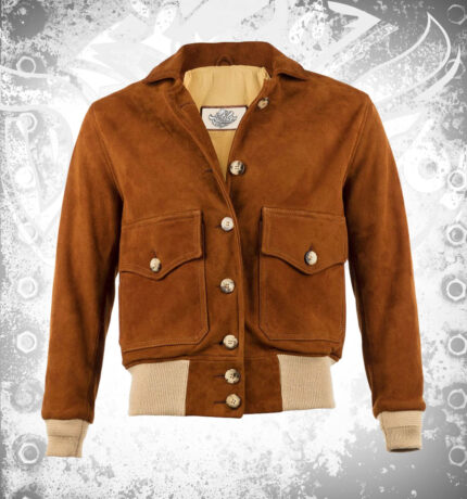 Men Tobacco Leather Bomber Jacket