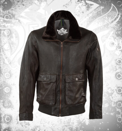 Devilson Trapper Leather Bomber Pilot Jacket Brown