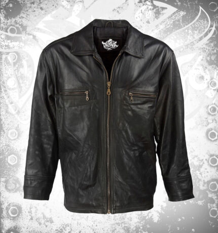 Men Motorcycle Leather Jacket and Black