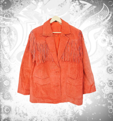 Vintage Suede Leather Fringe Jacket Embrace Retro Elegance