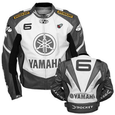 Rossi Racing Team Cow Leather Yamaha Jacket White n Grey