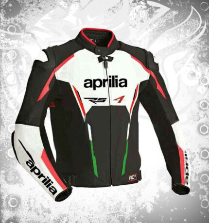 RS4 Real leather MotoGP Aprilia Jacket : Black n White