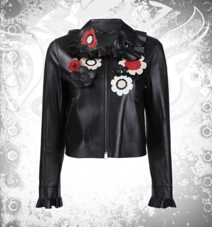 Devilson Women Floral Leather Jacket