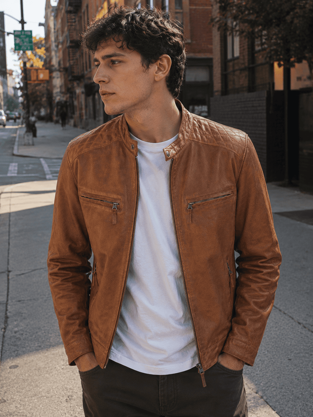 Customer Wear brown jacket from devilson