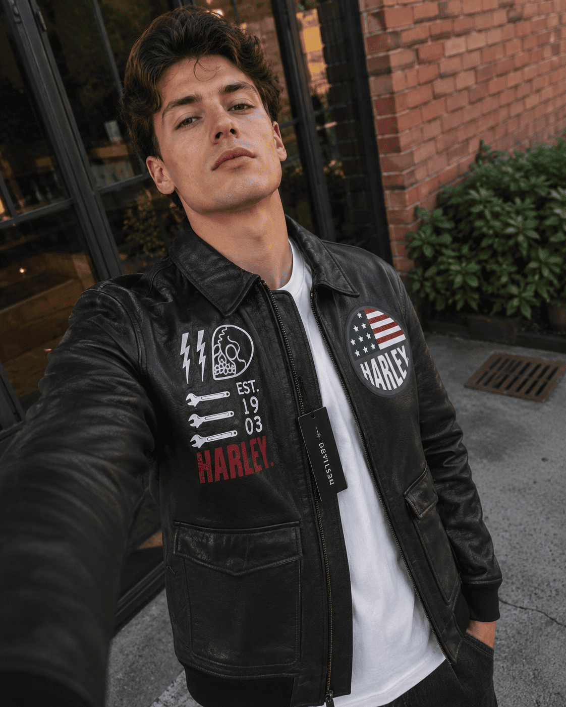 Customer Wear harley davidson jacket from devilson