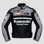 Devilson Kawasaki racing leather motorcycle jacket front view