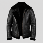 DevilSon B3 black leather bomber jacket front view premium design