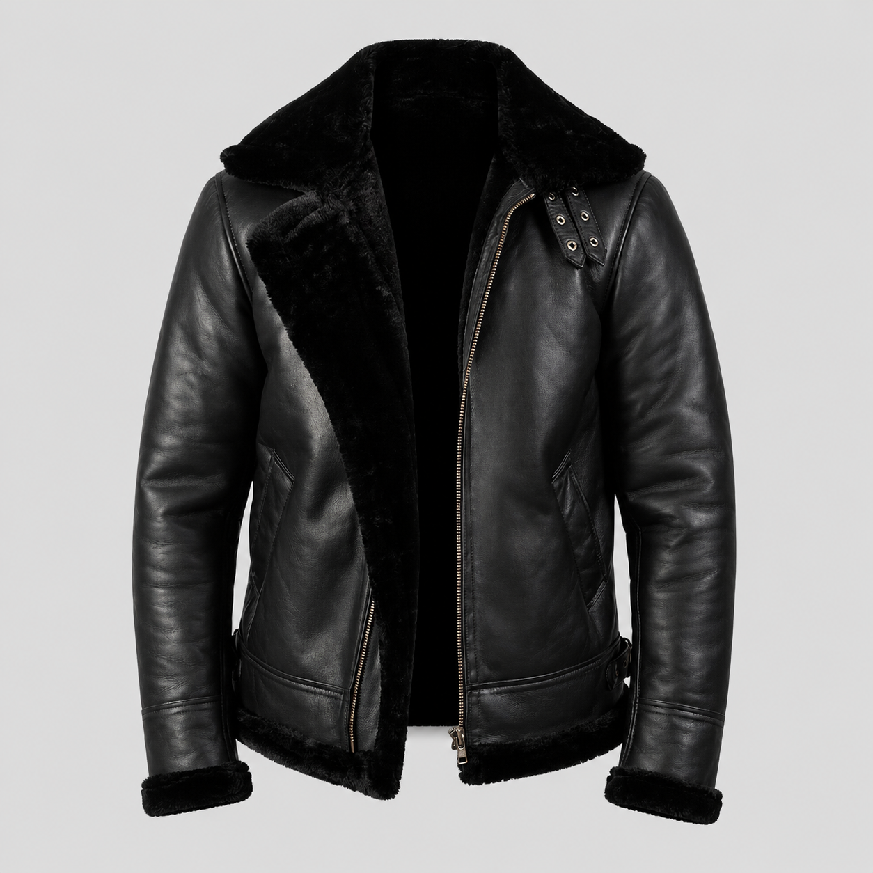 devilson-b3-black-leather-bomber-front DevilSon B3 black leather bomber jacket front view premium design