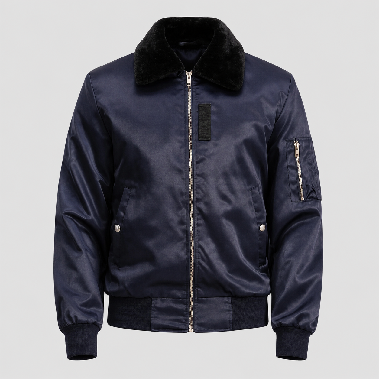 devilson-blue-bomber-jacket-front-view Front view of DevilSon blue bomber jacket for men