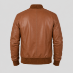 Back side of Bomia MA1 brown leather bomber jacket
