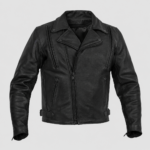 Devilson Dark Matter motorcycle leather jacket front view black