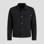 DevilSon Vaughn black trucker jacket front view for men