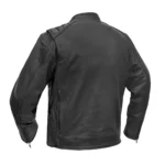 back view of men leather motorcycle jacket with action back design