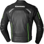 Back view of racing leather motorcycle jacket with spine protection